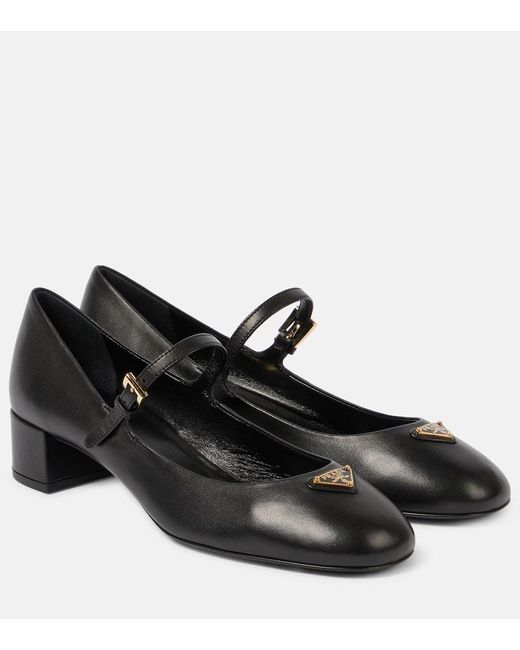 Prada Black 35 Leather Mary Jane Pumps
