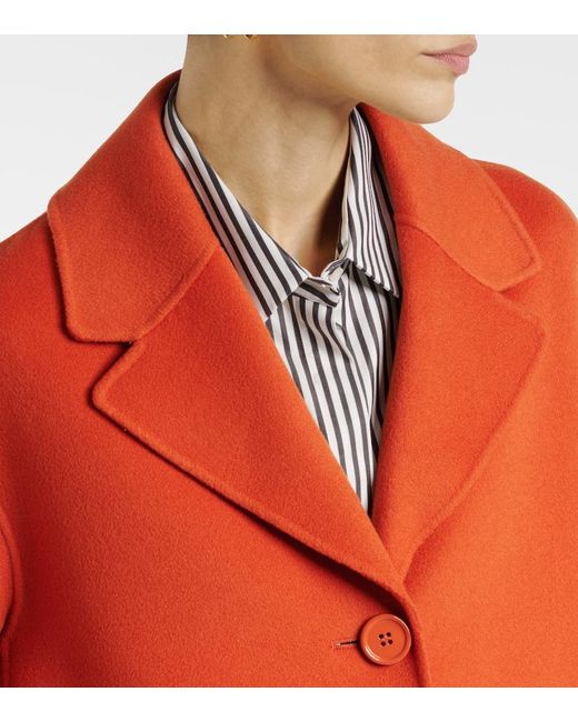 Max Mara Red Single-Breasted Wool Coat