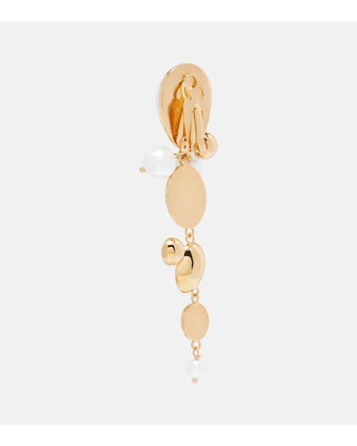 Oscar de la Renta Metallic Embellished Clip-On Earrings