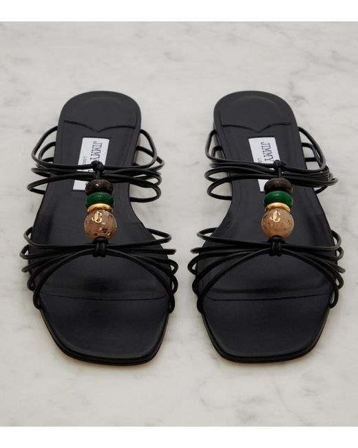 Jimmy Choo Black Lova Embellished Leather Mules
