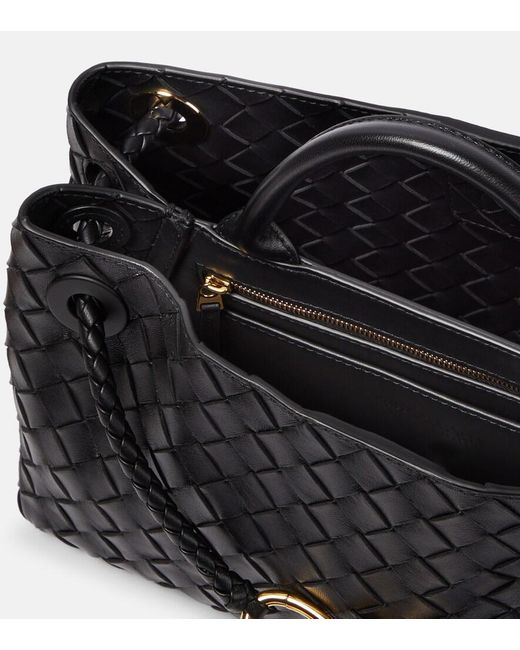 Bottega Veneta Black East-West Andiamo Intrecciato Leather Tote Bag
