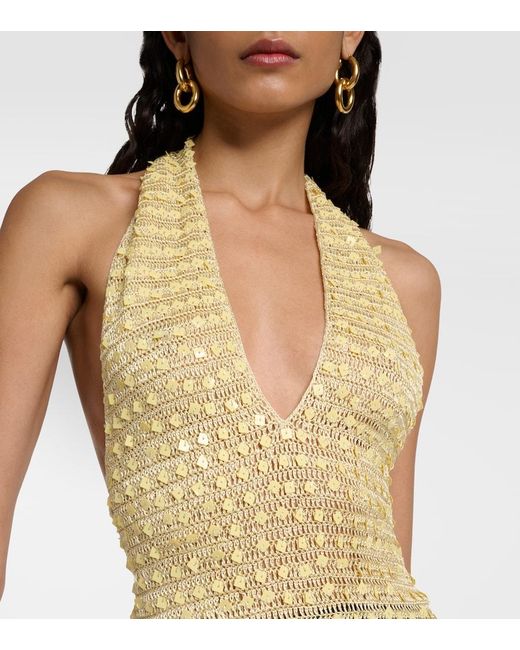 AYA MUSE Metallic Sequined Halterneck Mini Dress