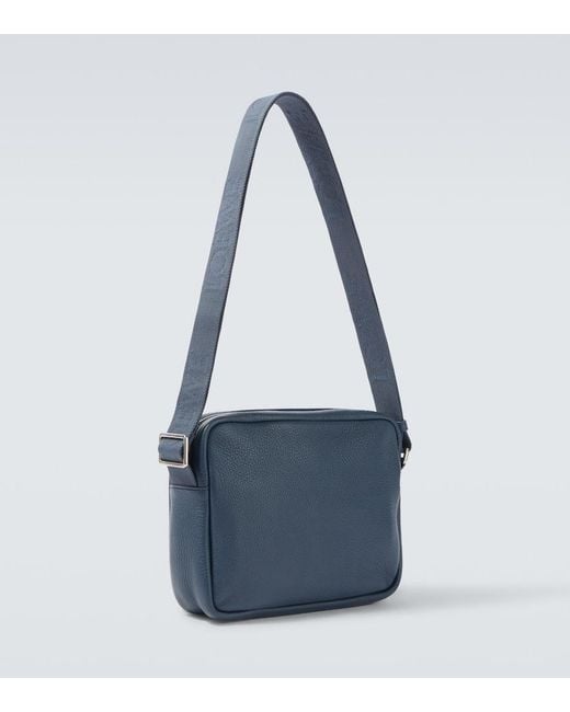 Loewe Blue Pebble Medium Leather Messenger Bag for men