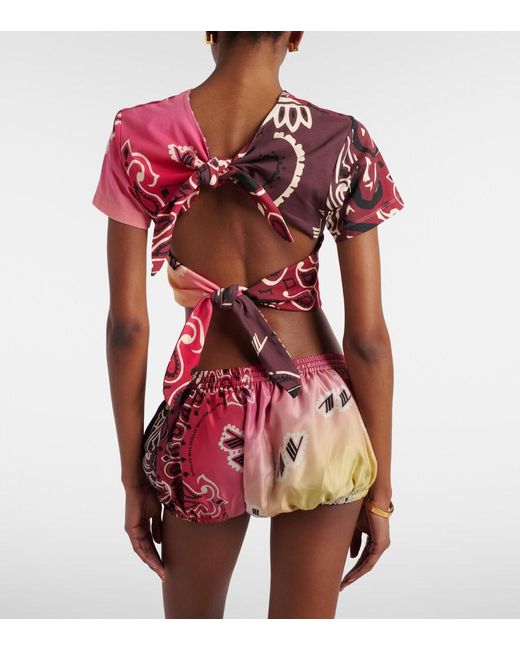 The Attico Red Printed Silk Shorts