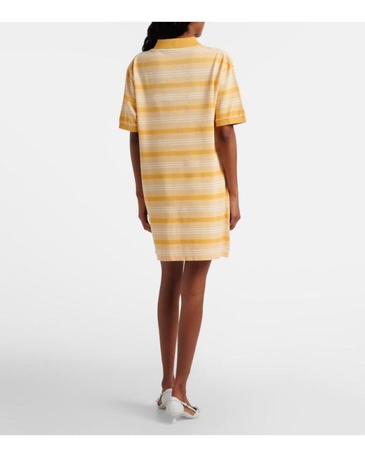 Prada Yellow Striped Cotton Pique Polo Dress