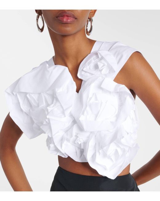 Simone Rocha White Floral-applique Cotton Top
