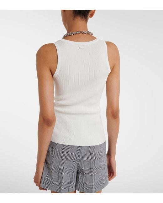 Max Mara White Ribbed-Knit Jersey Tank Top