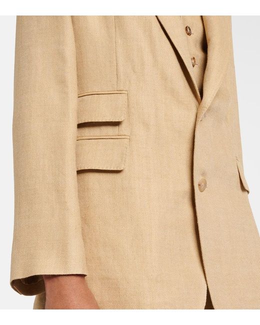 Ralph Lauren Natural Russel Silk And Linen Blazer