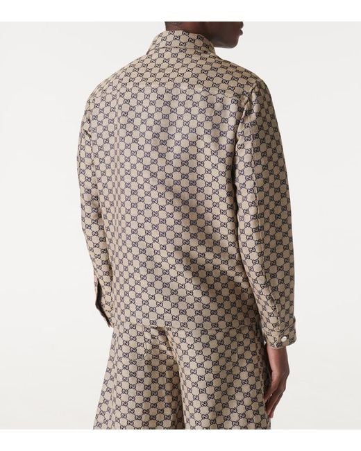 Gucci Brown GG Linen-blend Canvas Jacket for men