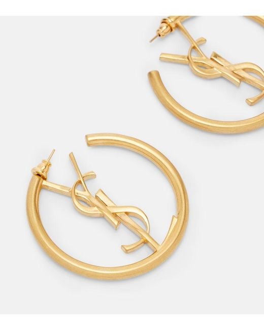 Saint Laurent Metallic Cassandre Hoop Earrings