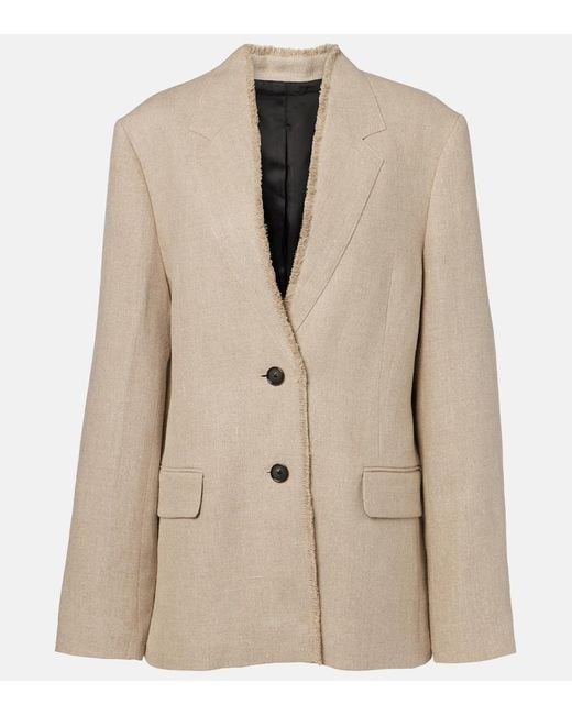 Totême Natural Frayed Linen Blazer
