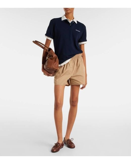 Miu Miu Blue Polohemd Aus Baumwoll-Pique