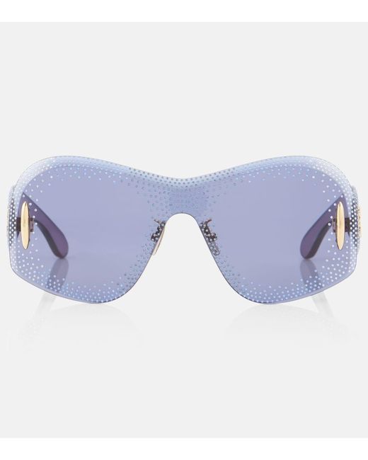 Loewe Blue Anagram Embellished Mask Sunglasses