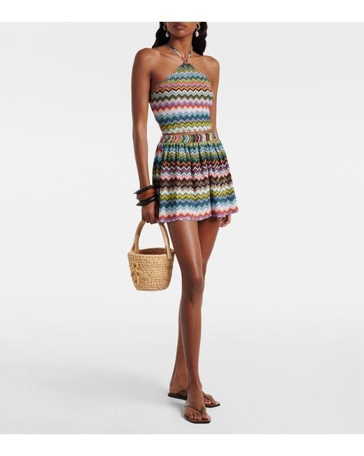 Missoni Red Zigzag Lame Bermuda Shorts