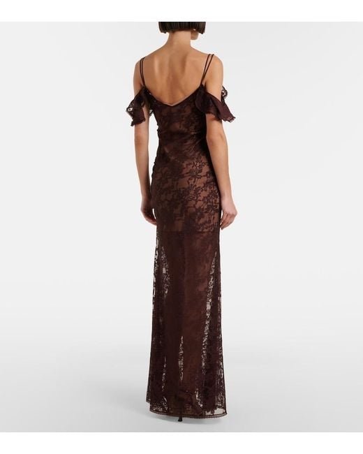 Self-Portrait Purple Off-Shoulder Lace Gown