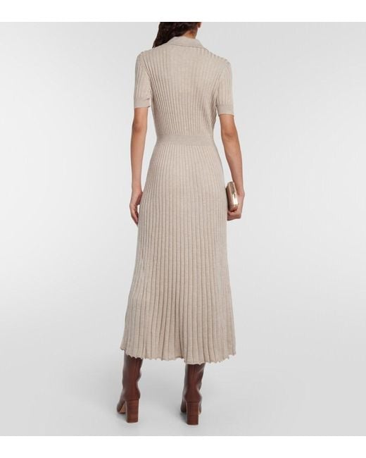 Gabriela Hearst Natural Amor Silk And Cashmere Midi Dress