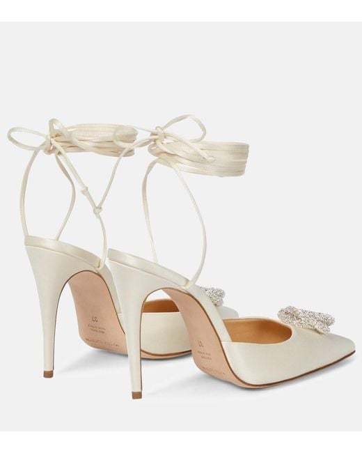 Magda Butrym White Crystal-embellished Satin Pumps
