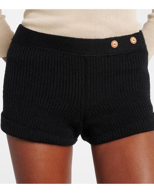 Isabel Marant Black Diha Knitted Wool-Blend Shorts
