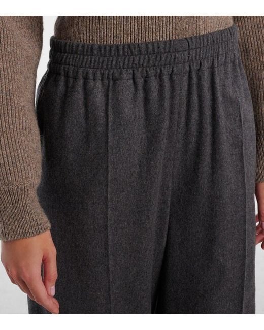 Tod's Gray High-Rise Wool And Cashmere Wide-Leg Pants
