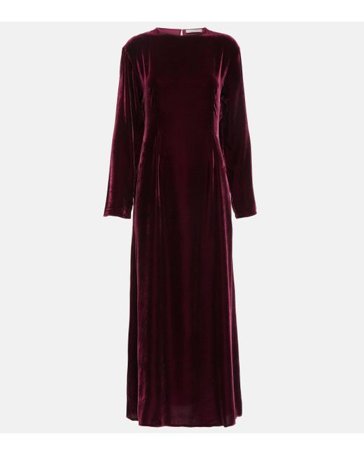 Asceno Purple Jody Velvet Maxi Dress