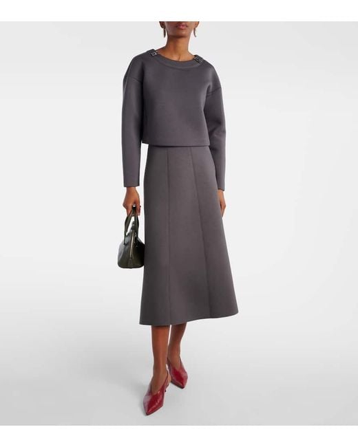 Max Mara Gray Brunate Paneled Midi Skirt