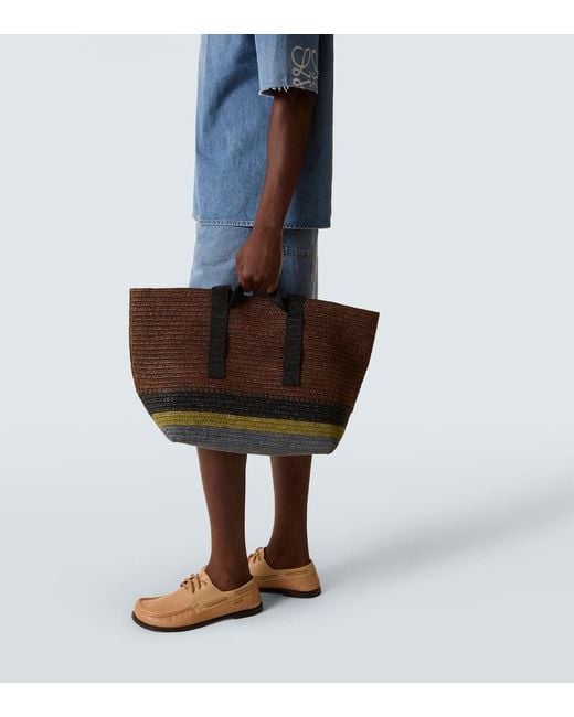Loewe Brown Fold Raffia Shopper for men