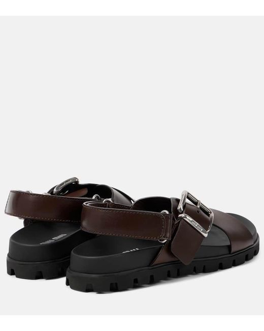 Miu Miu Black Leather Sandals