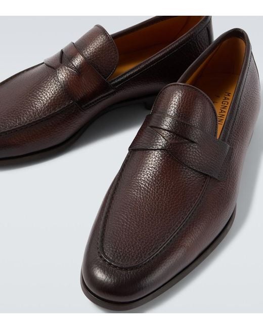 Magnanni Shoes Brown Diezma Ii Leather Penny Loafers for men