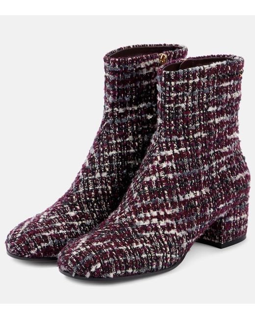 Gianvito Rossi Purple 45 Boucle Ankle Boots