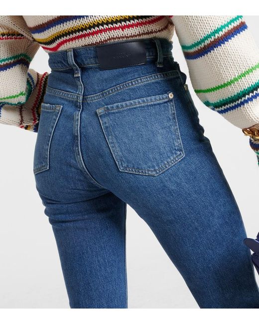 7 For All Mankind Blue High-Rise Cropped Jeans Logan