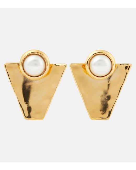 Saint Laurent Metallic Embellished Clip-On Earrings