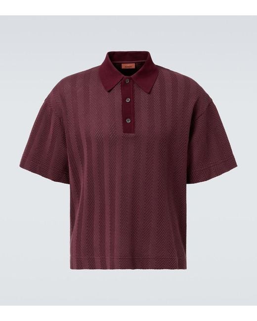 Missoni Red Zigzag Cotton-Blend Polo Shirt for men