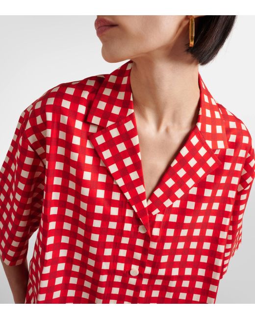 Joseph Red Leopold Gingham Silk And Cotton Shirt