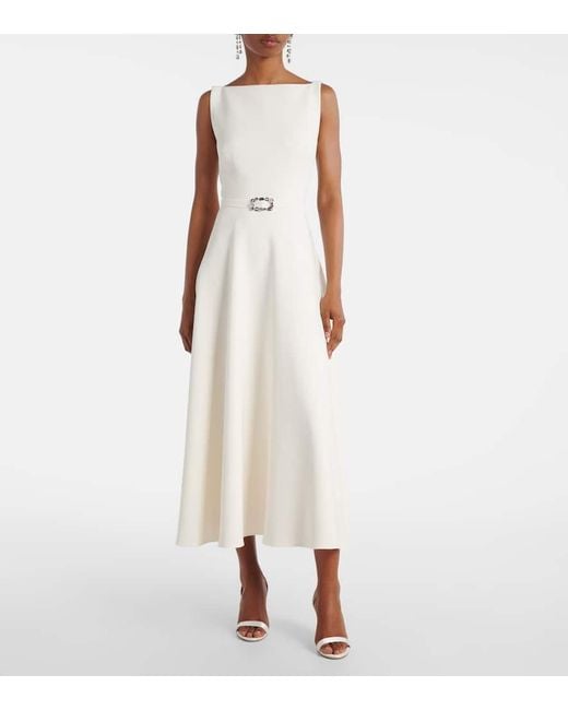 Safiyaa White Belted A-Line Midi Dress