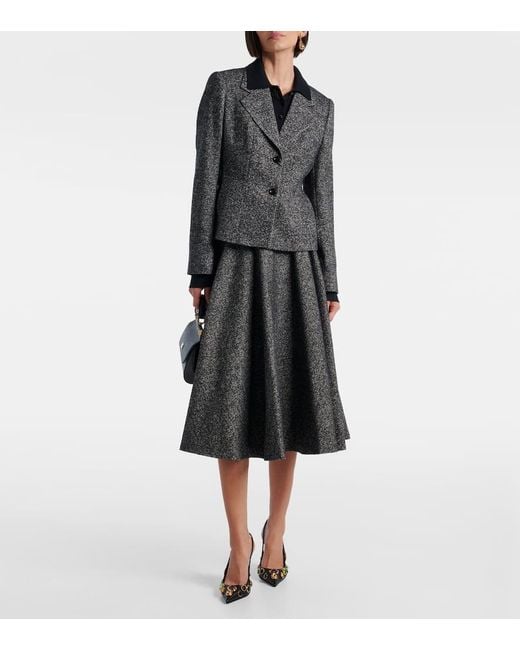 Dolce & Gabbana Black Wool-Blend Midi Skirt