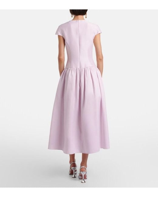 Self-Portrait Pink Taffeta Midi Dress
