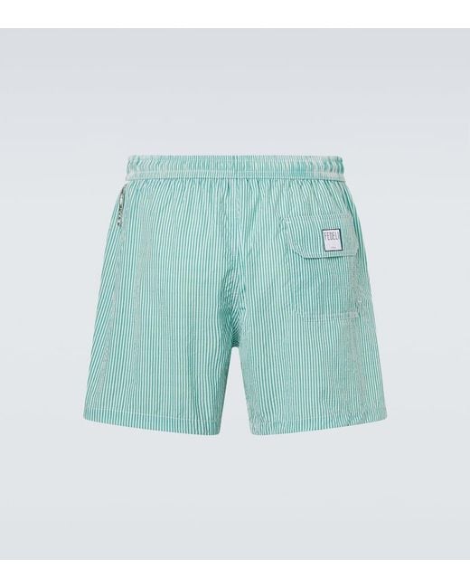 Fedeli Blue Madeira Printed Swim Trunks for men