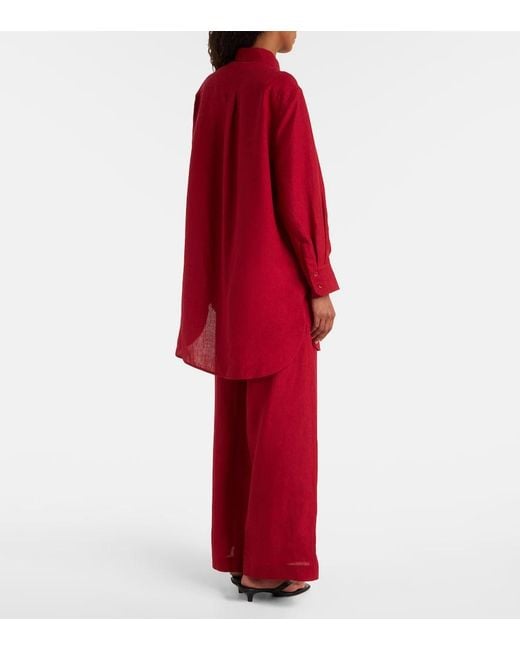 Eres Red Mignonette Oversized Linen Shirt