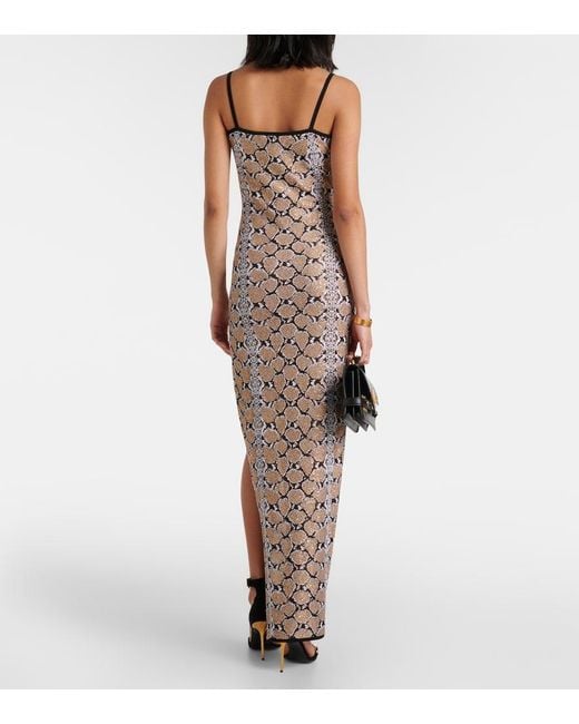 Balmain Brown Bedrucktes Maxikleid