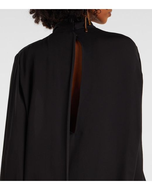 Tom Ford Black Draped Silk Satin Blouse