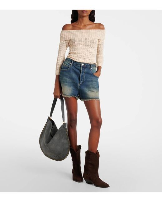 Isabel Marant Gray Oskan Soft Medium Suede Shoulder Bag