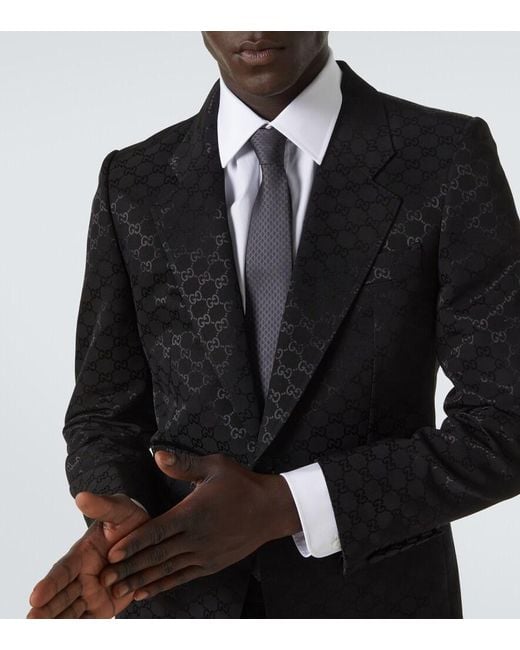 Gucci White Gg Silk Jacquard Tie for men