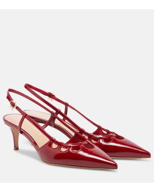 Gianvito Rossi Red Eloise 55 Patent Leather Slingback Pumps