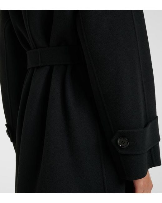 Max Mara Black Double-Breasted Virgin Wool Coat