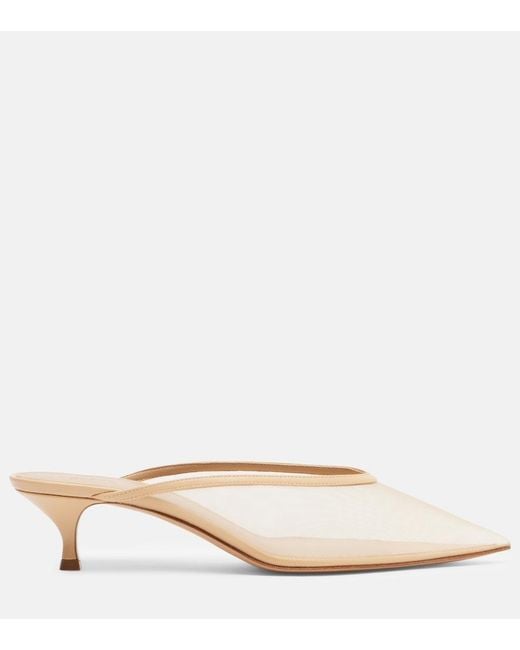 Le Monde Beryl Natural Venetian Leather-Trimmed Mules