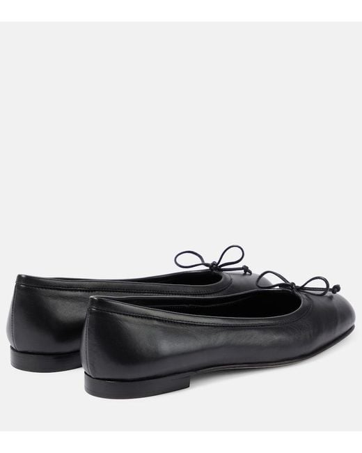 Manolo Blahnik Black Veralli Leather Ballet Flats