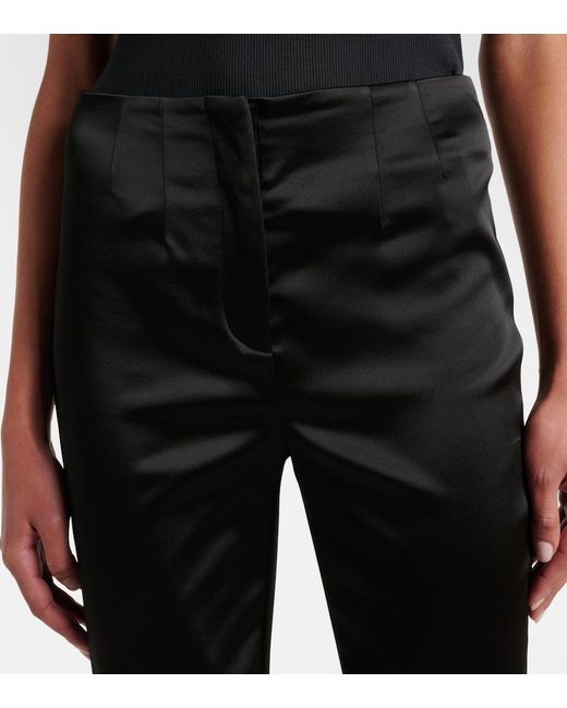 Veronica Beard Black Stila Cropped High-Rise Satin Slim Pants
