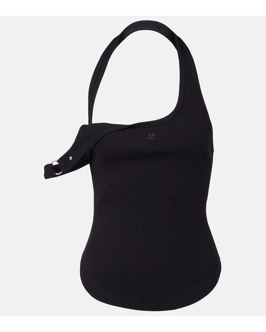 Courreges Black Top Undressed 90's Aus Rippstrick