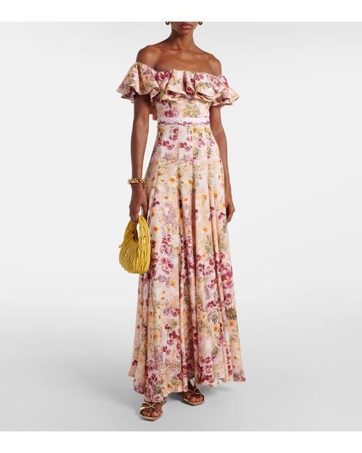 Robe Longue A Fleurs Agua Bendita en coloris Pink