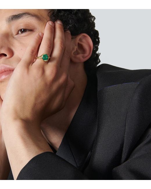 Octavia Elizabeth White Lenny 18Kt Ring With Emerald for men